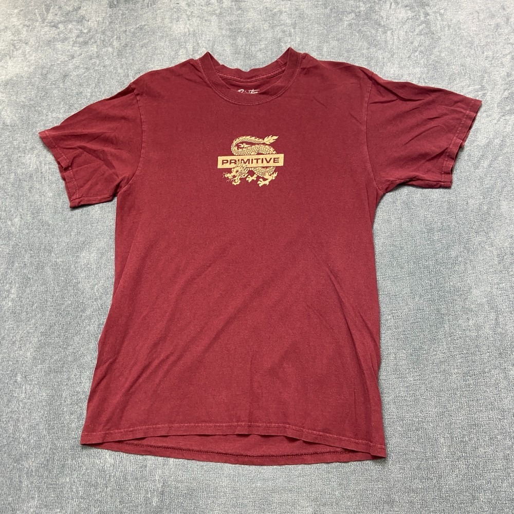 Primitive Skateboarding T Shirt Men Medium Burgundy Dragon Good For Life Graphic